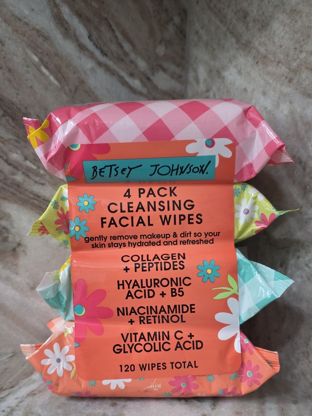 NWT(4Pack)Betsey Johnson Pink Cleansing Facial Wipes